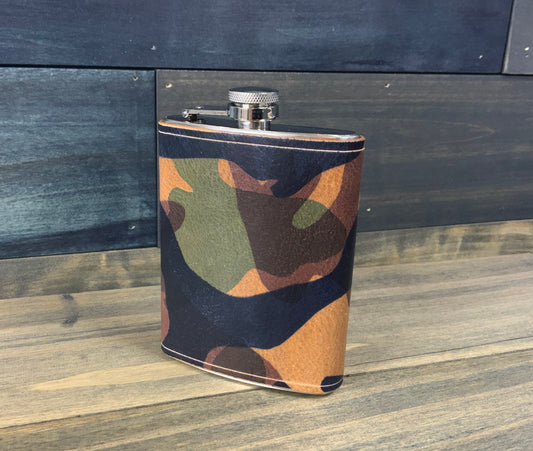 Stainless Steel leather wrapped 8oz flask