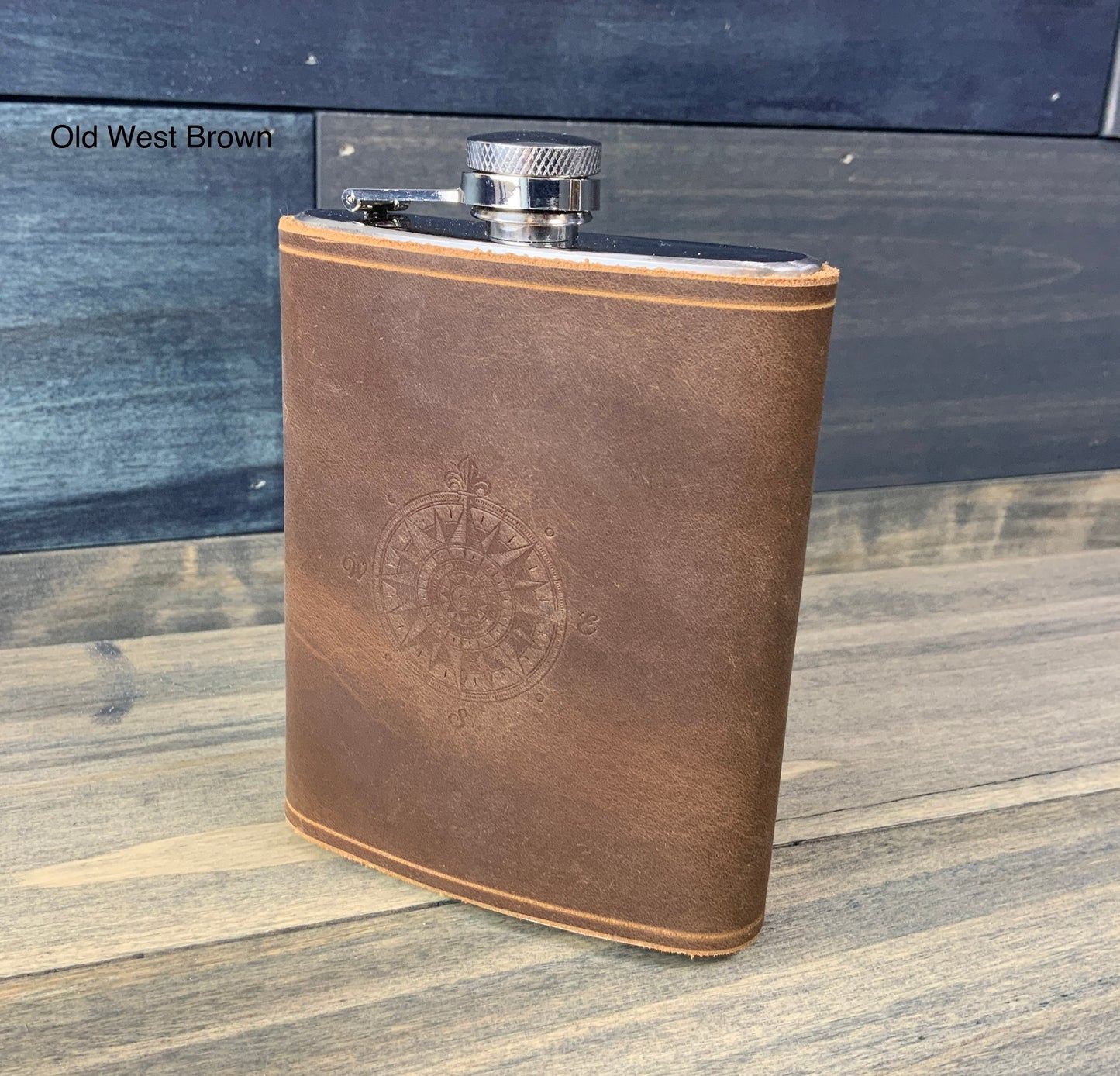 Stainless Steel leather wrapped 8oz flask