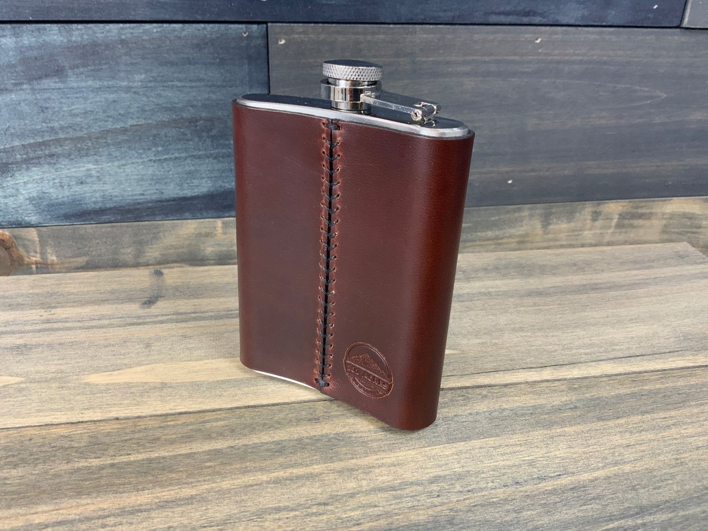 Stainless Steel leather wrapped 8oz flask