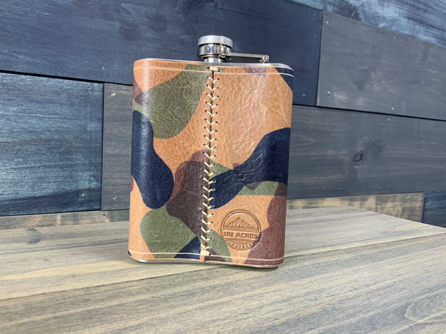 Stainless Steel leather wrapped 8oz flask