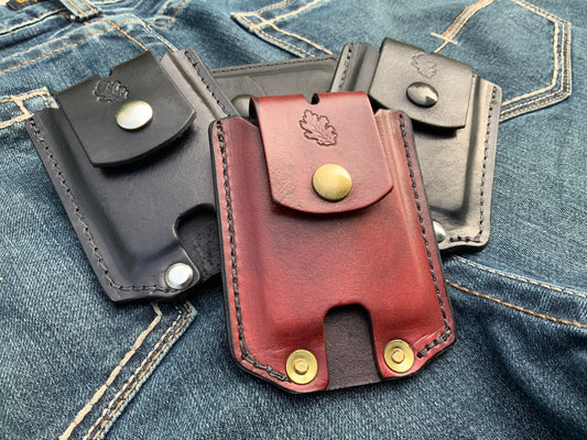 Oak Leaf Leather minimalist wallet, card holder with money clip