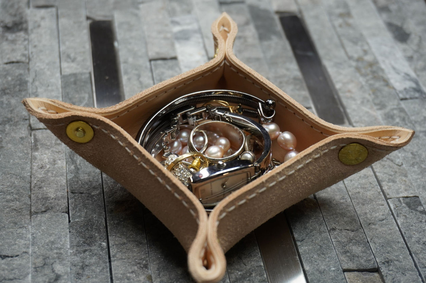  OARIE X-Small Size Jewelry Tray, Vintage Valet Tray PU